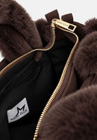MARC ELLIS Borsa a mano BUBY CARACAL marrone cioccolato per donna con soffici profili in ecopelliccia e tracolla logata coordinata BUBY-CARACAL-M CH MARC ELLIS 