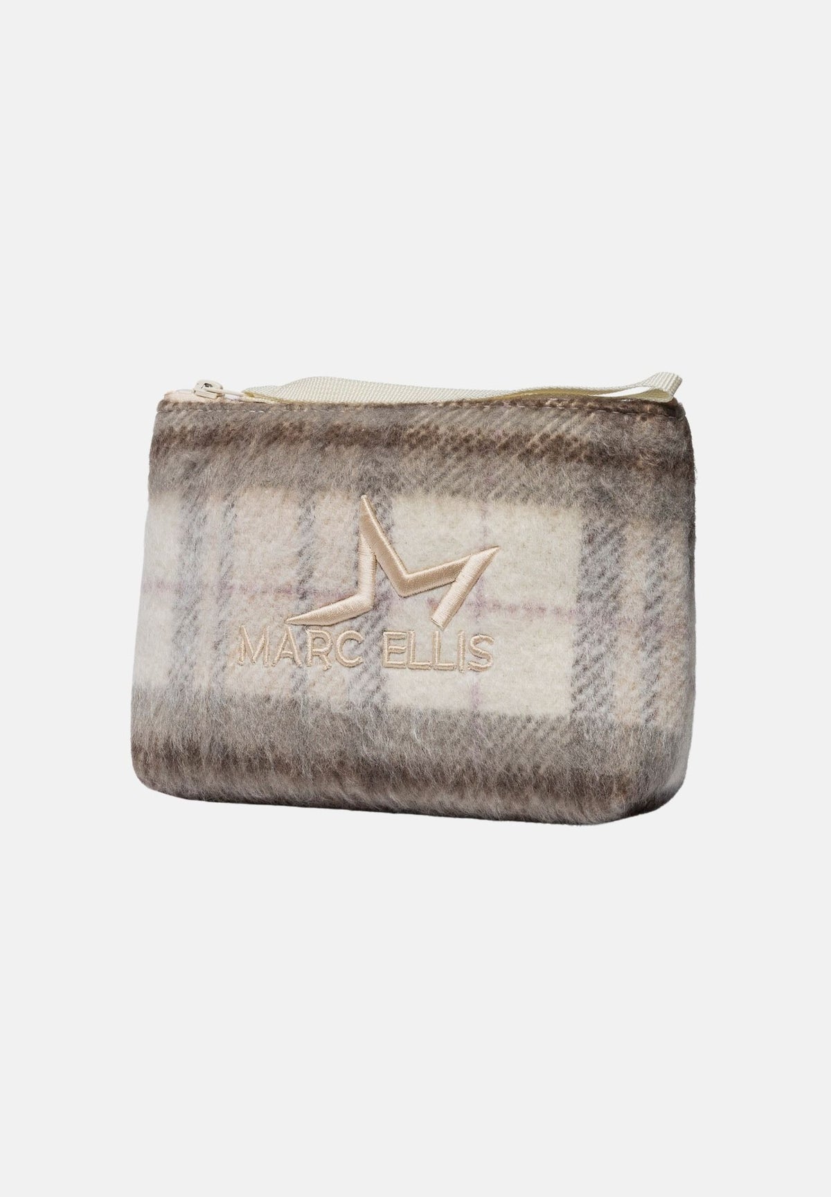 MARC ELLIS Pochette a mano BUBY PLAID  beige scuro per donna con raffinata fantasia scozzese plaid BUBY-PLAID-C DABE MARC ELLIS 