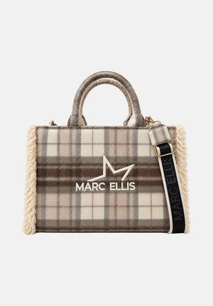 MARC ELLIS Borsa a mano BUBY PLAID  beige scuro per donna con raffinata fantasia scozzese plaid BUBY-PLAID-L DABE MARC ELLIS 
