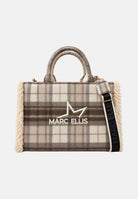 MARC ELLIS Borsa a mano BUBY PLAID  beige scuro per donna con raffinata fantasia scozzese plaid BUBY-PLAID-L DABE MARC ELLIS 