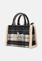 MARC ELLIS Borsa a mano BUBY PLAID M nero per donna con raffinata fantasia scozzese plaid e manici rigidi superiori coordinati. BUBY-PLAID-M BL MARC ELLIS 