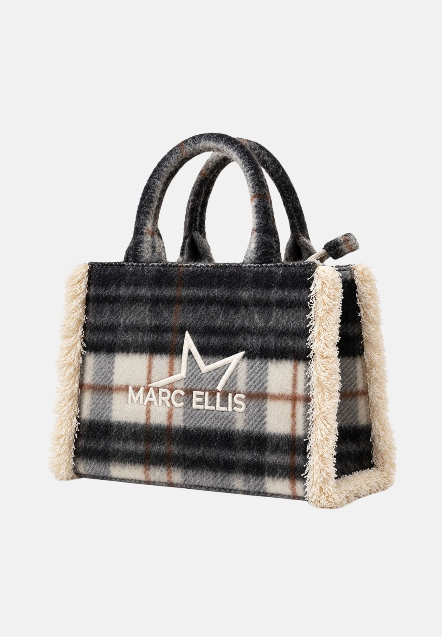 MARC ELLIS Borsa a mano BUBY PLAID M nero per donna con raffinata fantasia scozzese plaid e manici rigidi superiori coordinati. BUBY-PLAID-M BL MARC ELLIS 