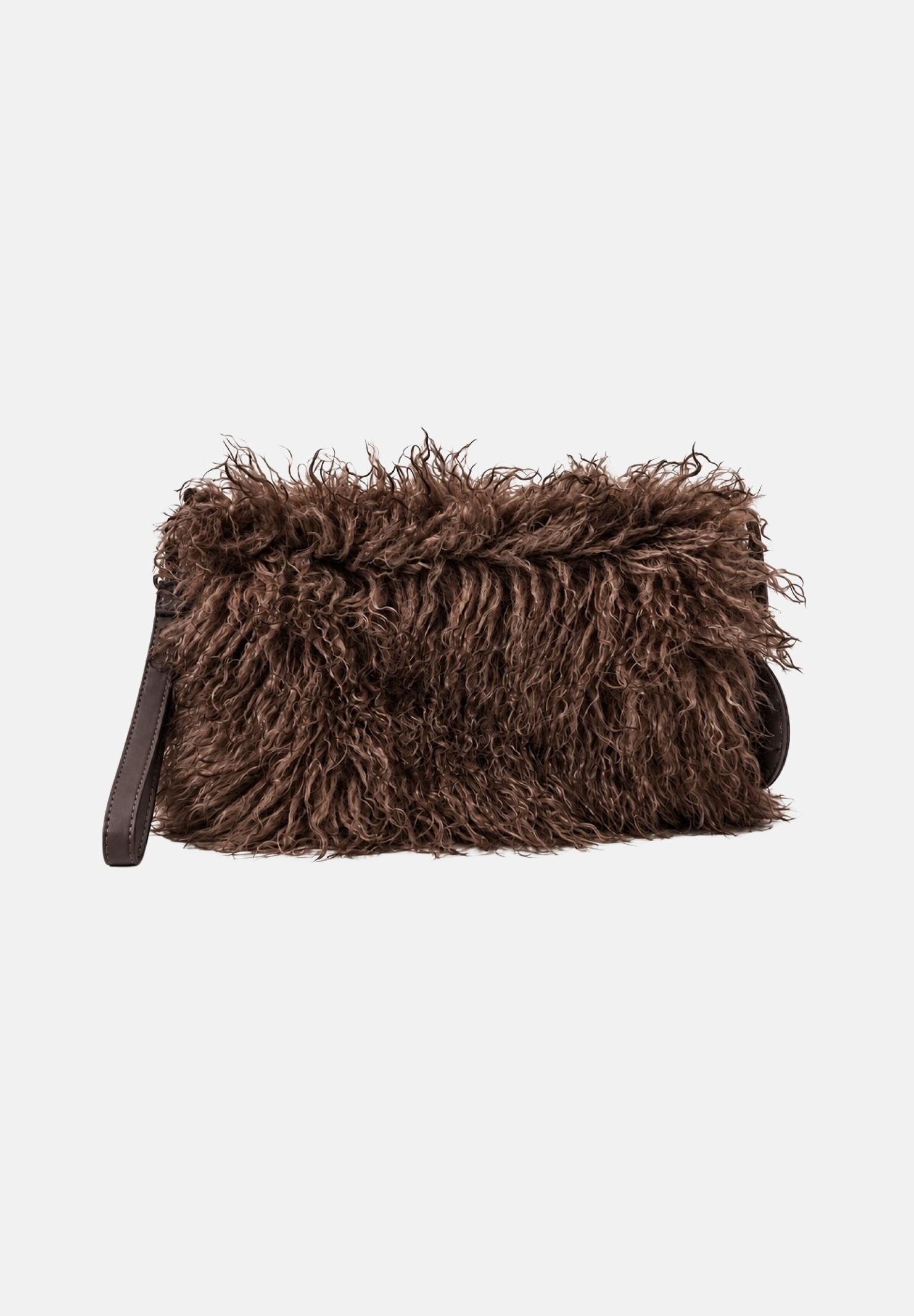 MARC ELLIS Borsa a tracolla  BUBY YAK marrone cioccolato per donna con soffice rivestimento in ecopelliccia effetto pelo di yak BUBY-YAK-C CH MARC ELLIS 