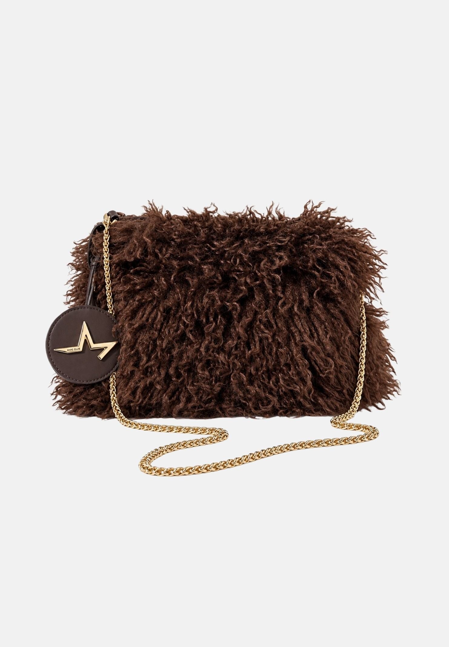 MARC ELLIS Borsa a tracolla  BUBY YAK marrone cioccolato per donna con soffice rivestimento in ecopelliccia effetto pelo di yak BUBY-YAK-C CH MARC ELLIS 