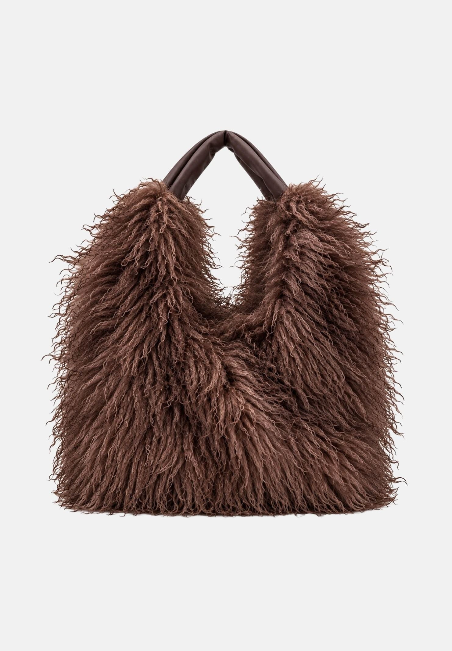 MARC ELLIS Borsa a mano BUBY YAK M  marrone cioccolato per donna con soffice rivestimento in ecopelliccia effetto pelo di yak BUBY-YAK-M CH MARC ELLIS 