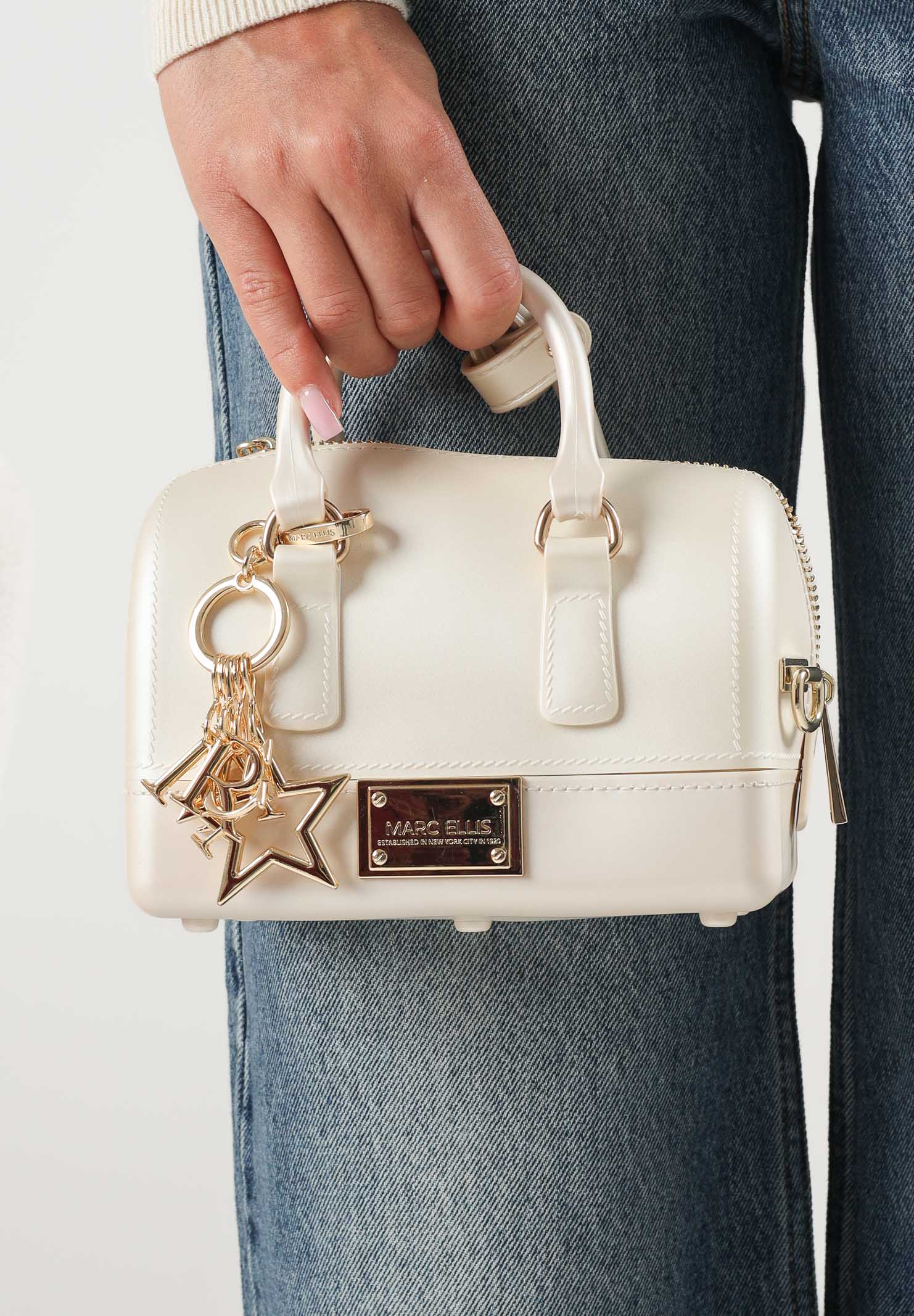 MARC ELLIS Borsa a mano FLAT-ESTREL S  beige chiaro per donna con finitura liscia gommata FLAT-ESTREL-S27 DABELIGO MARC ELLIS 