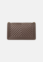 MARC ELLIS Borsa a tracolla FLAT M marrone cioccolato da donna con lavorazione chevron e dettagli metallici dorati. FLAT-M-27 CHMAGO MARC ELLIS 