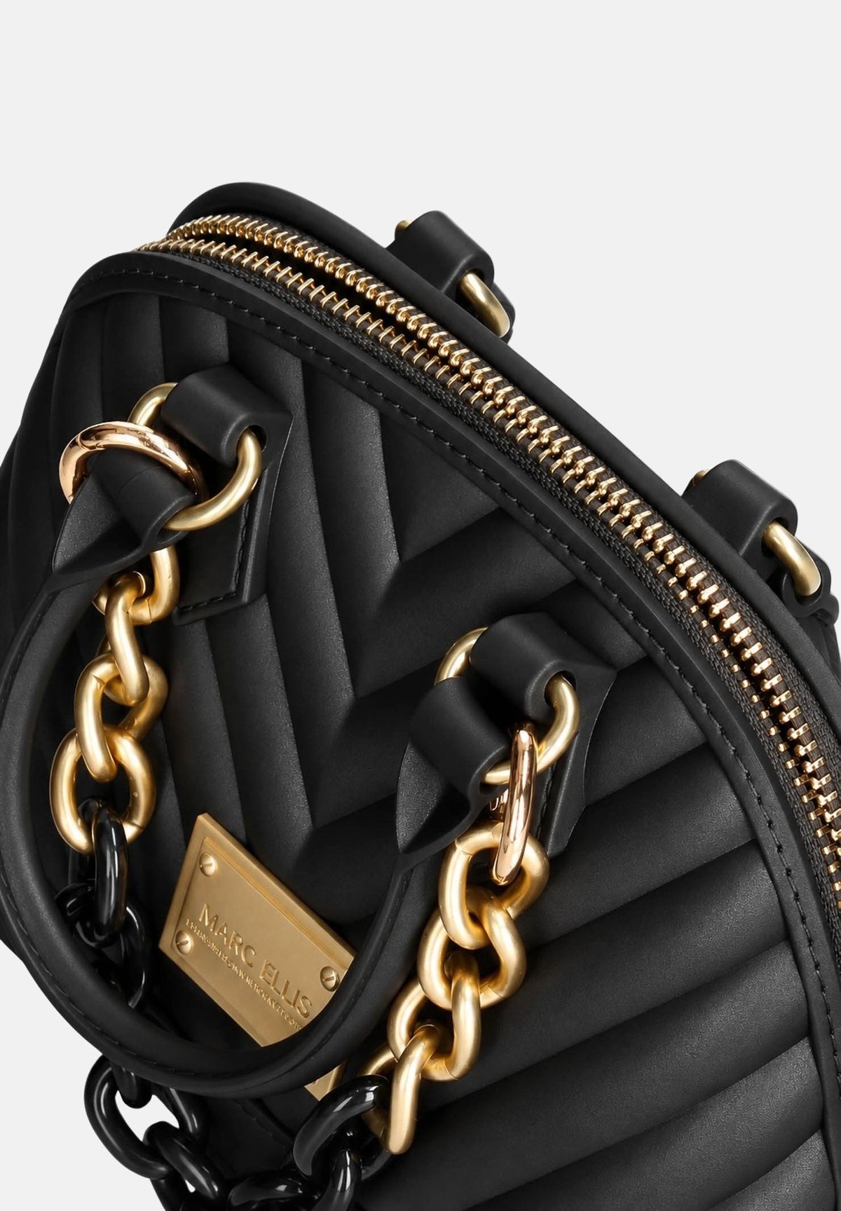 MARC ELLIS Borsa a mano FLAT-MAYA nera per donna con elegante lavorazione trapuntata a chevron FLAT-MAYA-M27 BLMAGO MARC ELLIS 