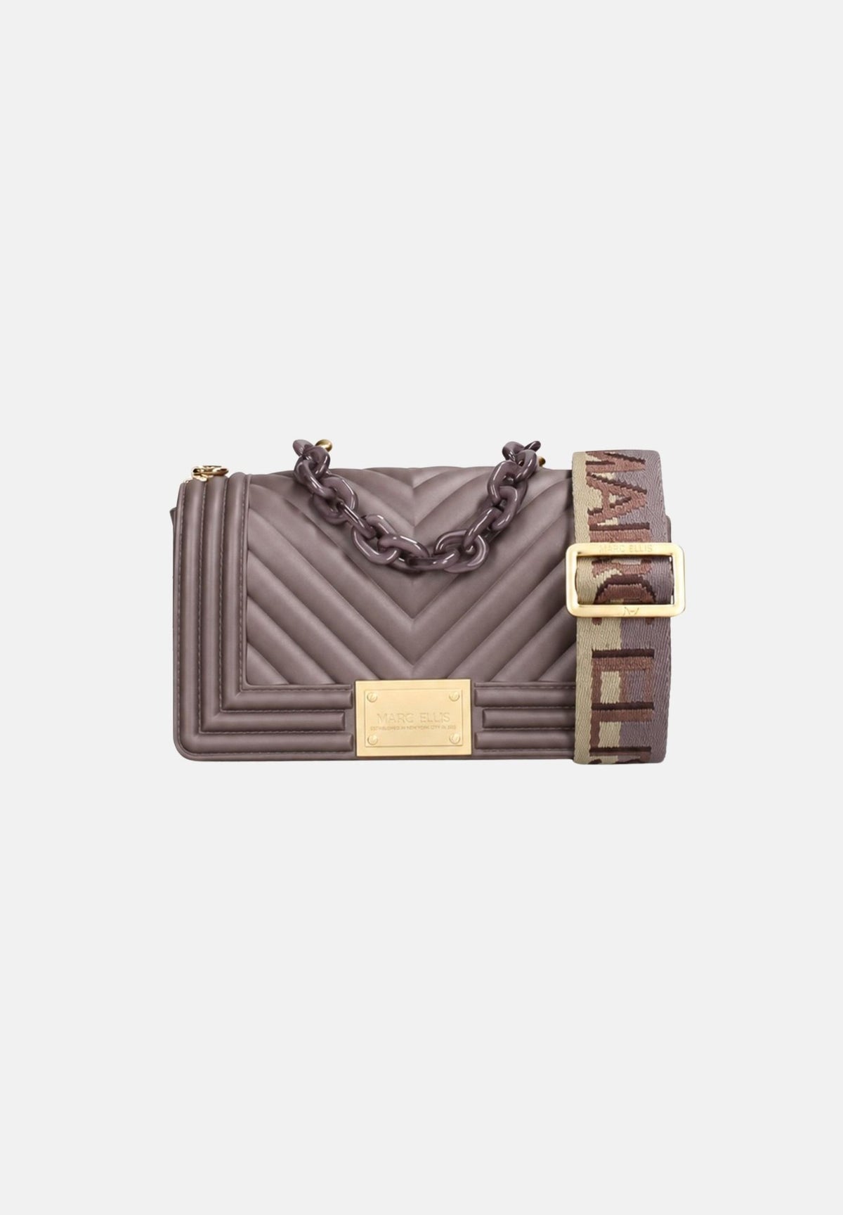 MARC ELLIS Borsa FLAT S  marrone chiaro per donna con elegante motivo trapuntato a chevron FLAT-S27 CHMAGO MARC ELLIS 