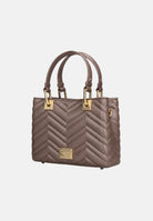 MARC ELLIS Borsa a mano KRISSY WAVE S 27 choccolate marrone da donna con lavorazione matelassé e charm dorati. KRISSY-WAVE-S27 CHLIGO MARC ELLIS 
