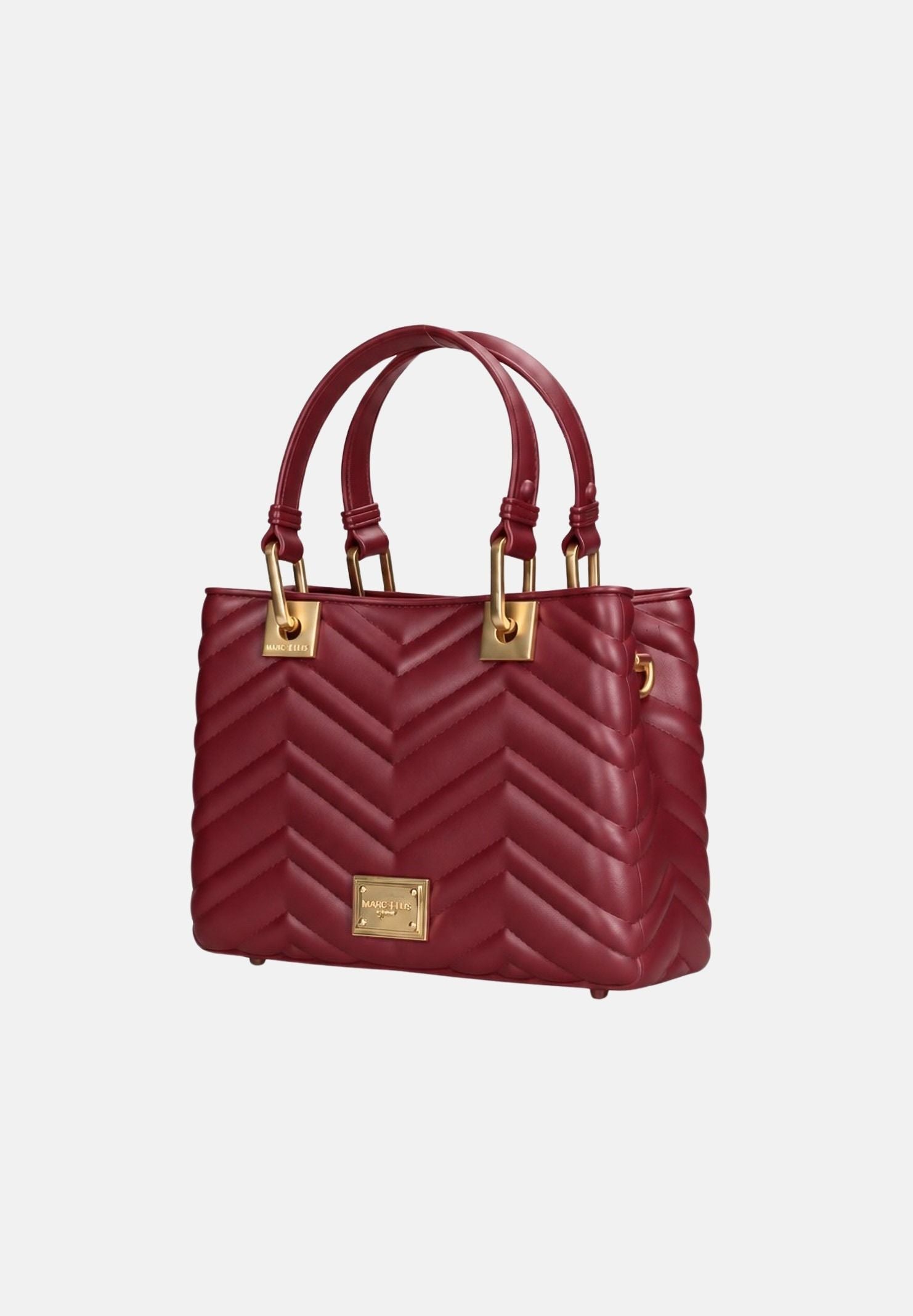 MARC ELLIS Borsa a mano KRISSY WAVE S 27 prugna da donna con lavorazione matelassé e charm dorati. KRISSY-WAVE-S27 PLMAGO MARC ELLIS 
