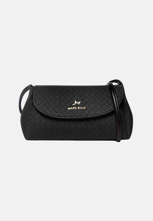 MARC ELLIS Borsa a tracolla SIBYL SUEDE nera per donna con elegante patta frontale trapuntata SIBYL-SUEDE BL MARC ELLIS 