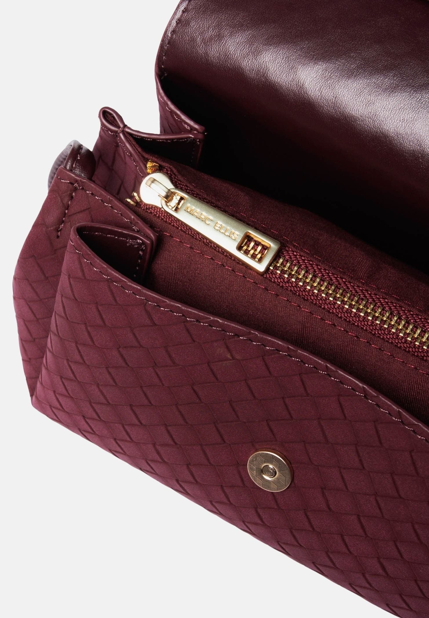MARC ELLIS Borsa a tracolla SIBYL SUEDE burgundy bordeaux  per donna con elegante patta frontale trapuntata SIBYL-SUEDE BU MARC ELLIS 