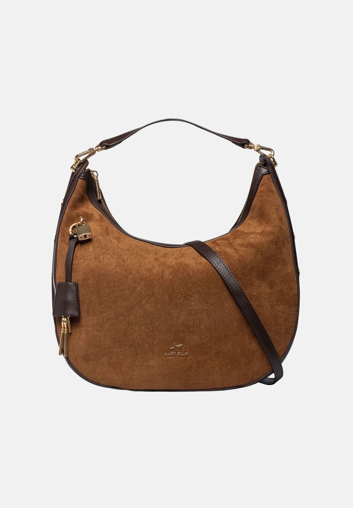 MARC ELLIS Borsa SINDY-KEYTA marrone cuoio per donna con morbida struttura hobo scamosciata SINDY-KEY TA MARC ELLIS 