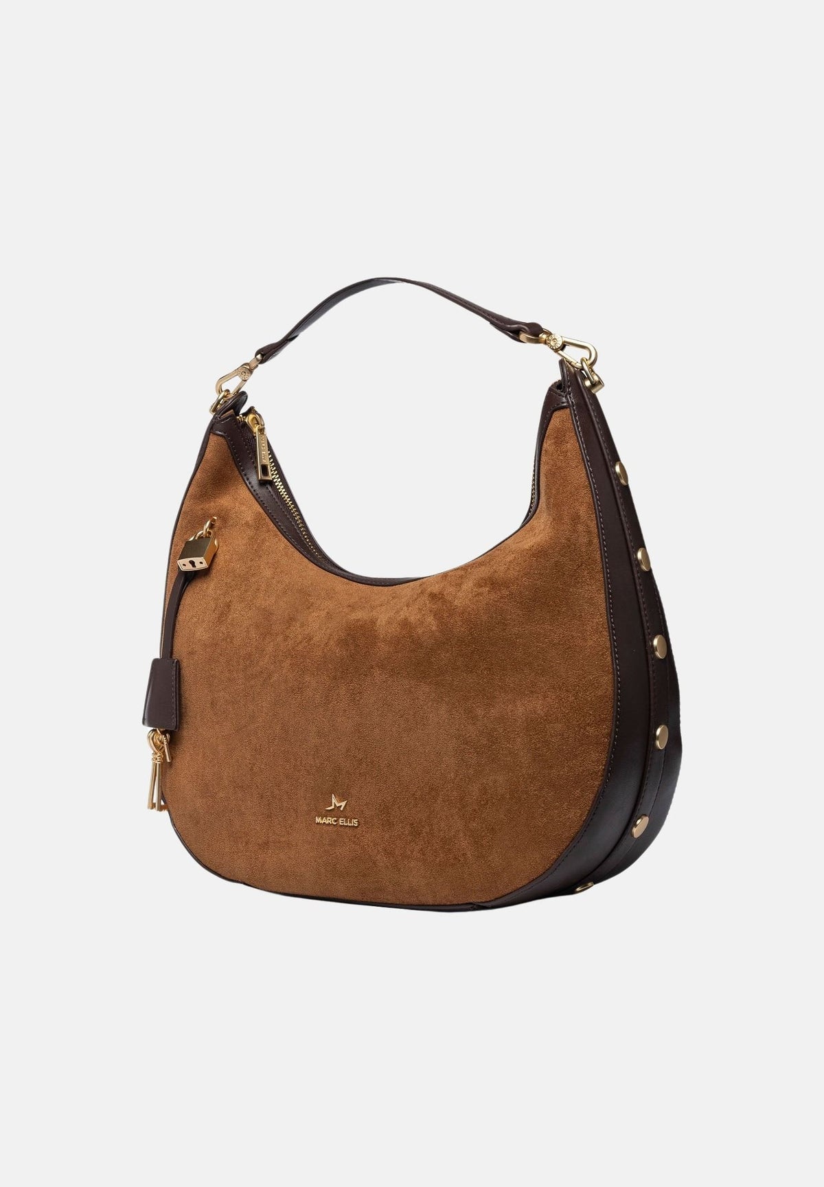 MARC ELLIS Borsa SINDY-KEYTA marrone cuoio per donna con morbida struttura hobo scamosciata SINDY-KEY TA MARC ELLIS 