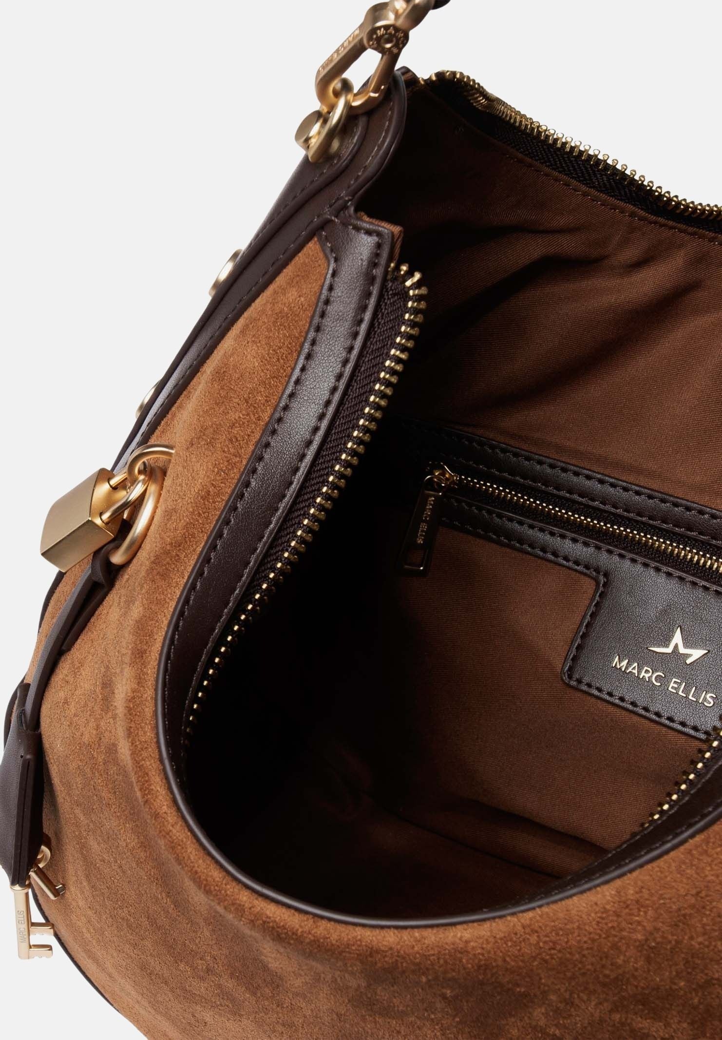 MARC ELLIS Borsa SINDY-KEYTA marrone cuoio per donna con morbida struttura hobo scamosciata SINDY-KEY TA MARC ELLIS 