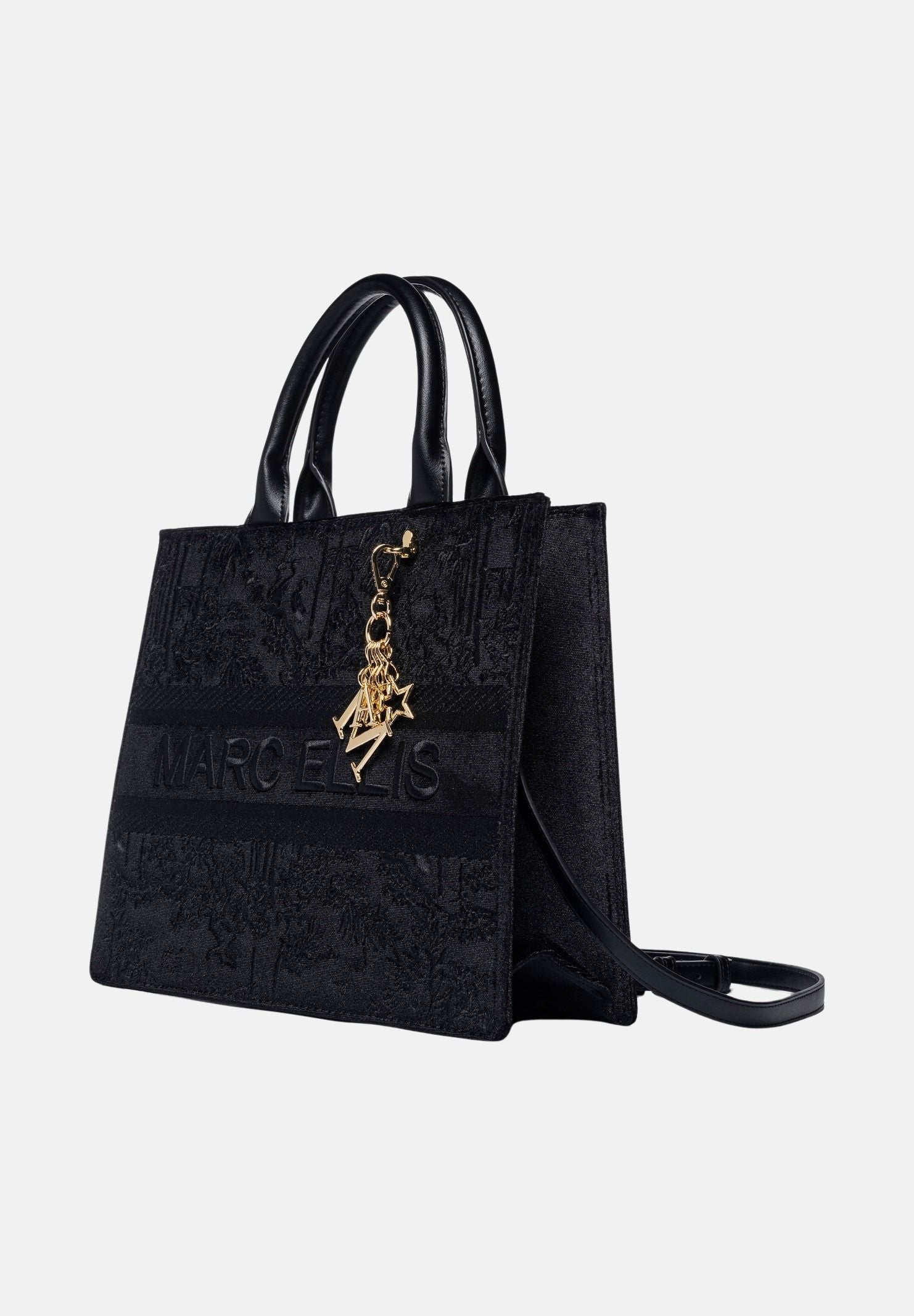 MARC ELLIS Borsa a mano nera SOPHY L da donna con doppi manici e dettagli metallici dorati. SOPHY-L BL MARC ELLIS 