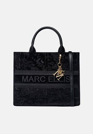 MARC ELLIS Borsa a mano nera SOPHY L da donna con doppi manici e dettagli metallici dorati. SOPHY-L BL MARC ELLIS 