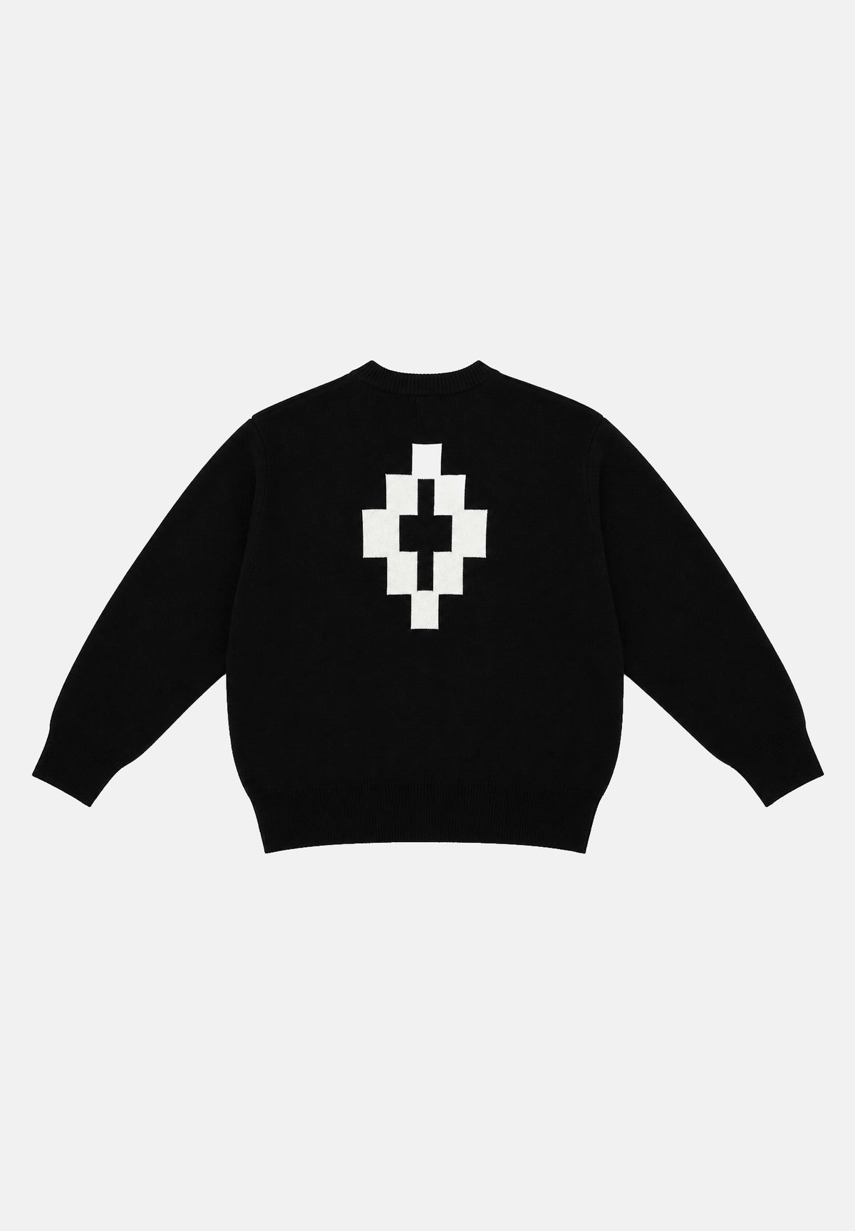 MARCELO BURLON COUNTY OF MILAN Maglione girocollo nero da uomo con logo Cross ricamato. F6CMMAJP020 110 MARCELO BURLON COUNTY OF MILAN 