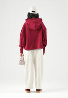 MARCELO BURLON COUNTY OF MILAN Felpa con cappuccio cherry-fucsia per donna con iconico ricamo grafico ad ali sulle spalle 26ICM30270 CH MARCELO BURLON COUNTY OF MILAN 