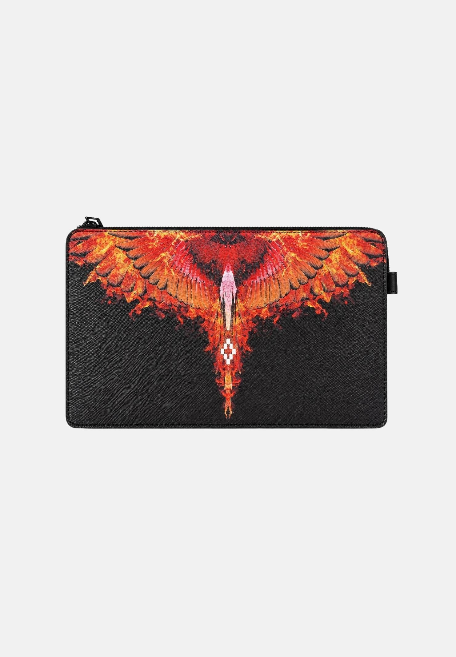 MARCELO BURLON COUNTY OF MILAN Pochette WING nero e arancione per uomo e donna <BR/> COMAF261083 . MARCELO BURLON COUNTY OF MILAN 