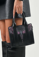 MARCELO BURLON COUNTY OF MILAN Borsa a mano WINGS nero e fucsia da donna in ecopelle satinata COMAF261254 . MARCELO BURLON COUNTY OF MILAN 
