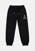 MARCELO BURLON COUNTY OF MILAN Pantaloni jogger neri da bambino e bambina con coulisse regolabile e logo frontale. F6CMJBFP051J 110 MARCELO BURLON COUNTY OF MILAN 