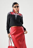 MARCELO BURLON COUNTY OF MILAN Felpa girocollo WINGS nera per donna e ragazza con grafica ali multicolor sul girocollo. F6CMJBSW027 110 MARCELO BURLON COUNTY OF MILAN 