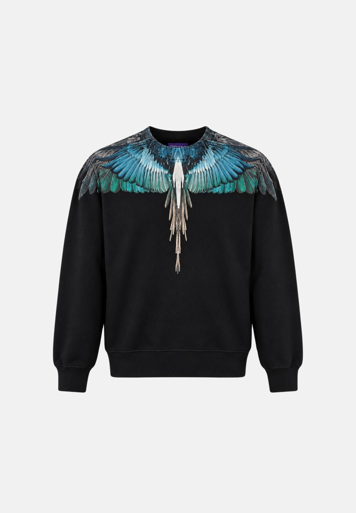 MARCELO BURLON COUNTY OF MILAN Felpa girocollo WINGS nero per bambino e bambina F6CMJBSW033J 110 MARCELO BURLON COUNTY OF MILAN 