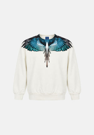 MARCELO BURLON COUNTY OF MILAN Felpa girocollo WINGS cocco bianco per bambino e bambina F6CMJBSW033J 412 MARCELO BURLON COUNTY OF MILAN 