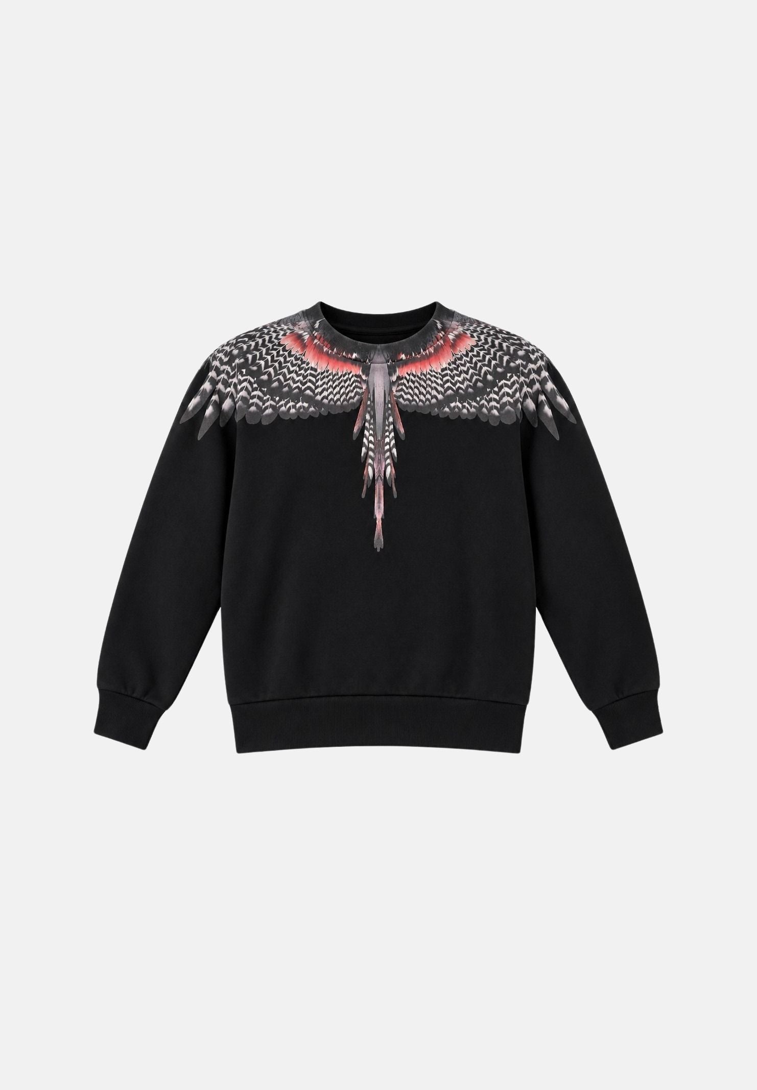 MARCELO BURLON COUNTY OF MILAN Felpa girocollo WINGS nero per bambino e bambina F6CMJBSW042J 110 MARCELO BURLON COUNTY OF MILAN 