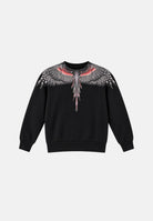 MARCELO BURLON COUNTY OF MILAN Felpa girocollo WINGS nero per bambino e bambina F6CMJBSW042J 110 MARCELO BURLON COUNTY OF MILAN 
