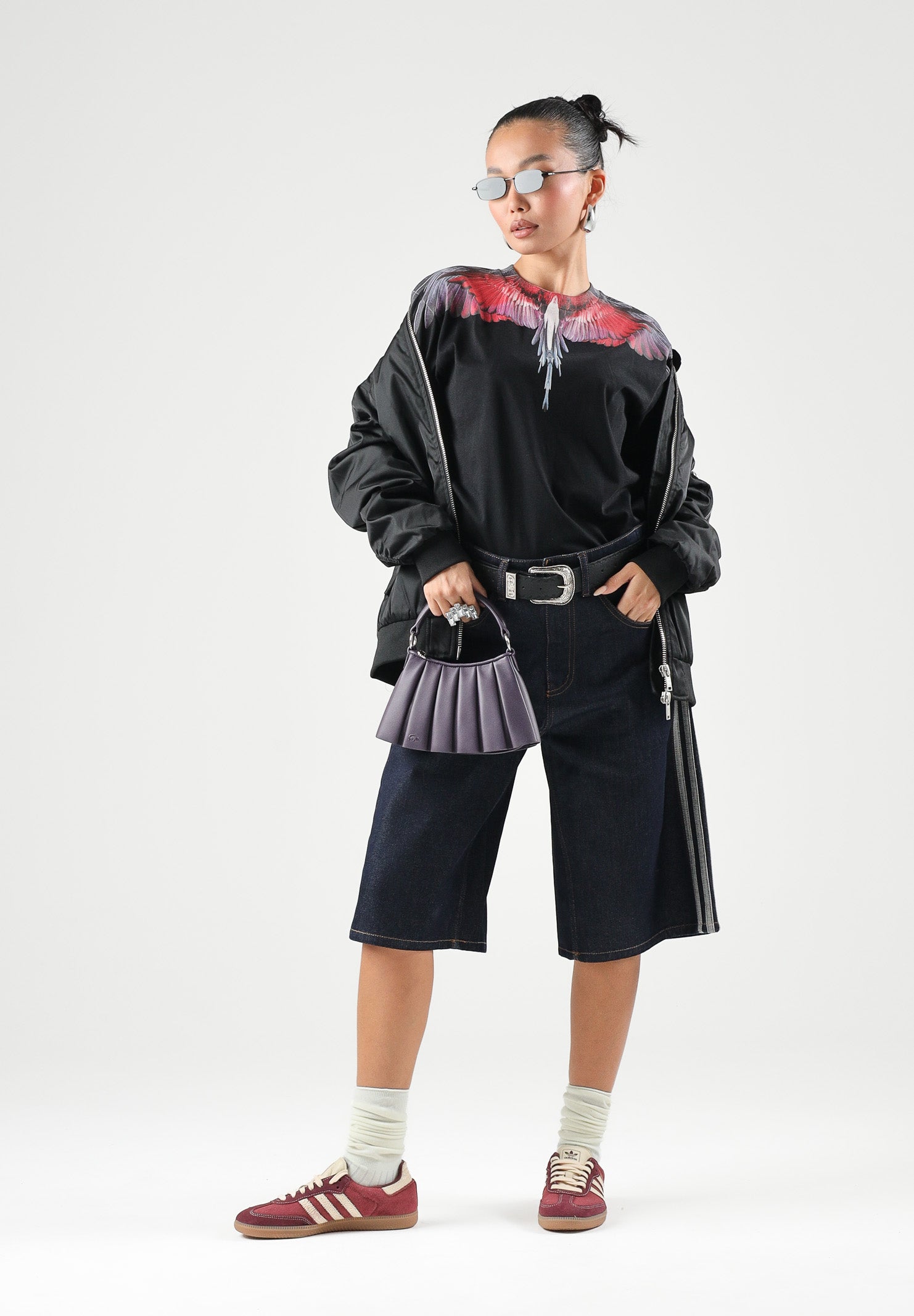 MARCELO BURLON COUNTY OF MILAN T-shirt WINGS JERSEY nera per donna, ragazzi e bambini F6CMJBTH028 110 MARCELO BURLON COUNTY OF MILAN 