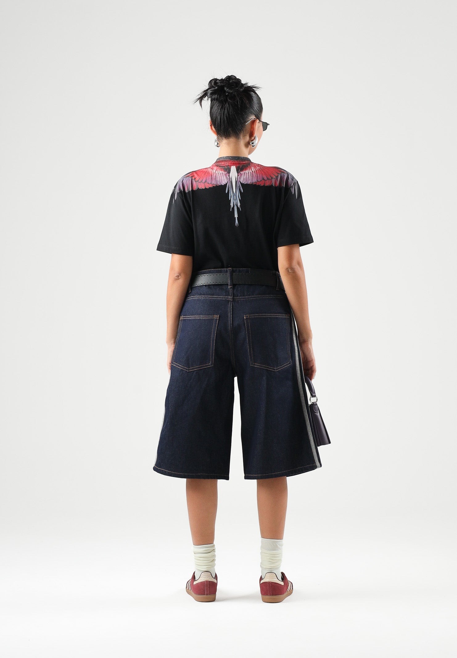 MARCELO BURLON COUNTY OF MILAN T-shirt WINGS JERSEY nera per donna, ragazzi e bambini F6CMJBTH028 110 MARCELO BURLON COUNTY OF MILAN 