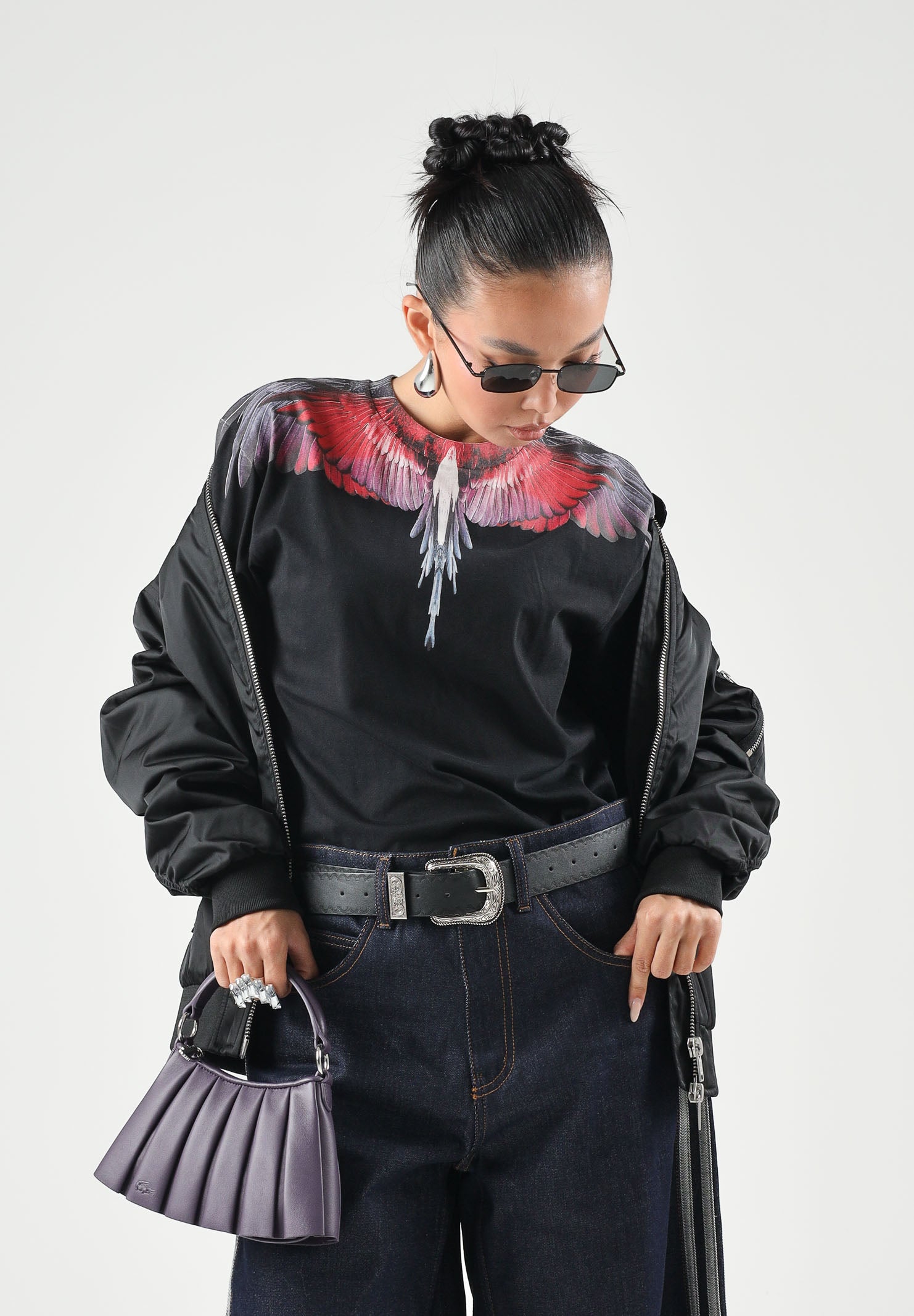 MARCELO BURLON COUNTY OF MILAN T-shirt WINGS JERSEY nera per donna, ragazzi e bambini F6CMJBTH028 110 MARCELO BURLON COUNTY OF MILAN 