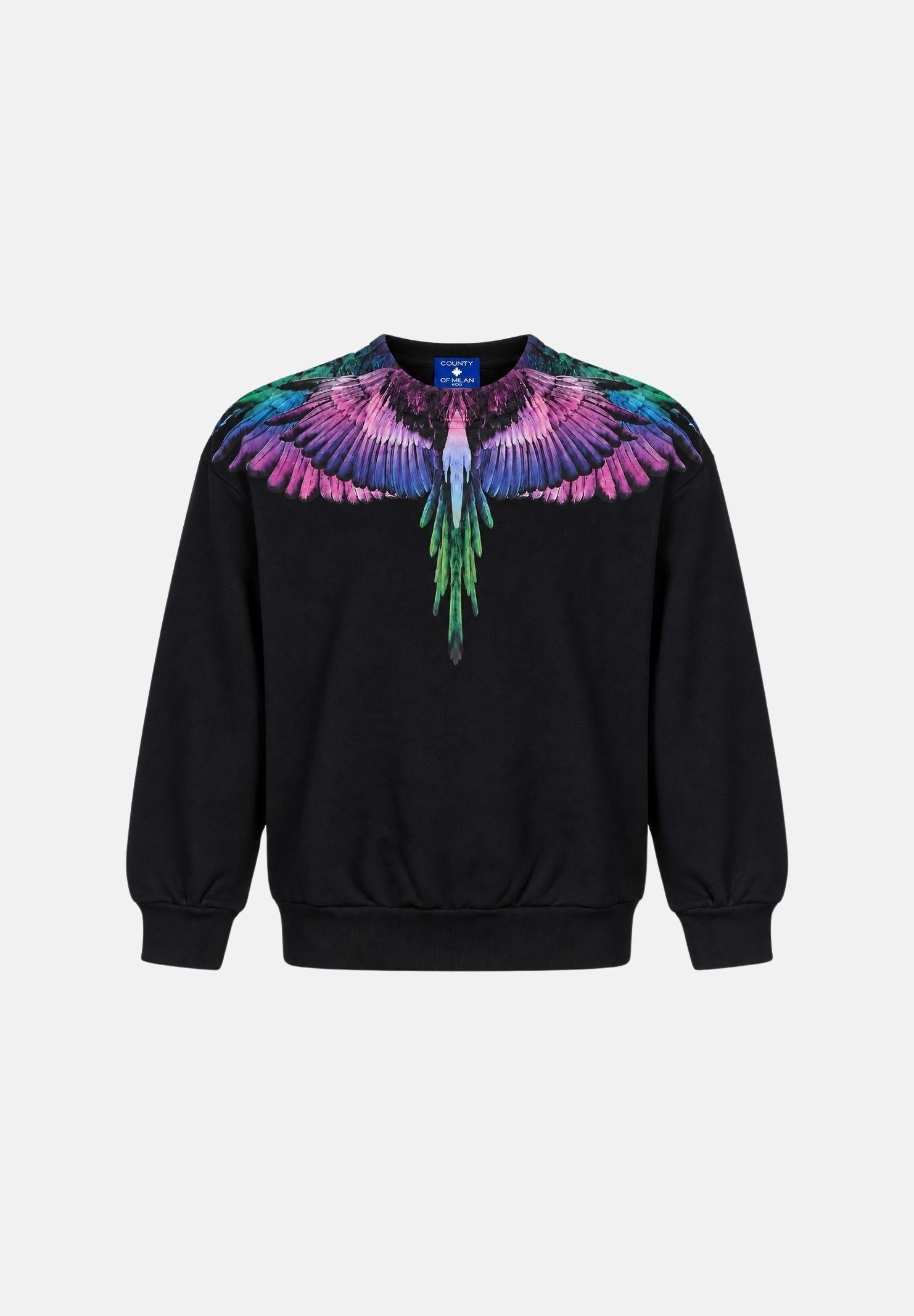 MARCELO BURLON COUNTY OF MILAN Felpa girocollo WINGS nero per donna, ragazzi e bambini F6CMJGSW061 110 MARCELO BURLON COUNTY OF MILAN 