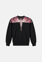 MARCELO BURLON COUNTY OF MILAN Felpa girocollo WINGS nera per donna, ragazzi e bambini F6CMJGSW089 110 MARCELO BURLON COUNTY OF MILAN 