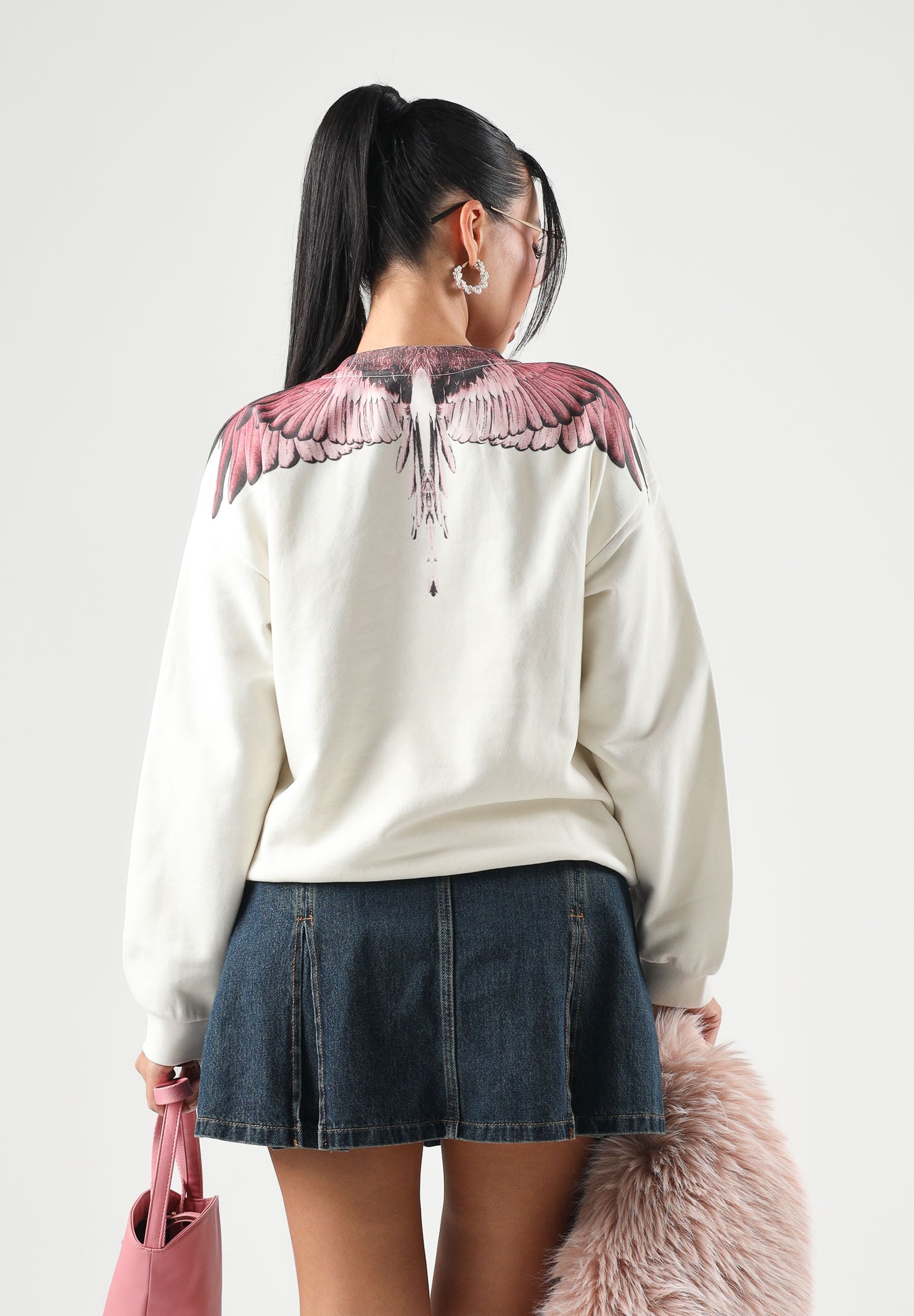MARCELO BURLON COUNTY OF MILAN Felpa girocollo WINGS cocco per donna, ragazzi e bambini F6CMJGSW089 412 MARCELO BURLON COUNTY OF MILAN 