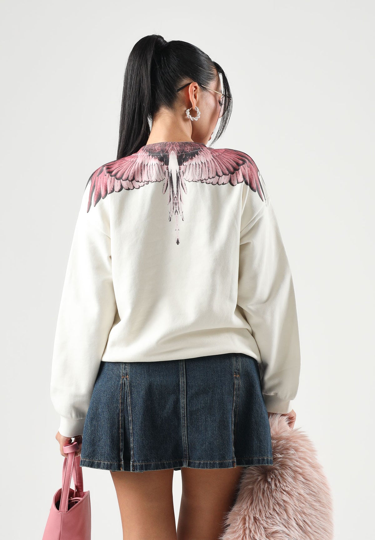 MARCELO BURLON COUNTY OF MILAN Felpa girocollo WINGS cocco per donna, ragazzi e bambini F6CMJGSW089 412 MARCELO BURLON COUNTY OF MILAN 