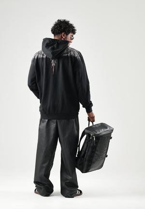 MARCELO BURLON COUNTY OF MILAN Felpa con cappuccio nero per uomo con iconica stampa grafica Wings sulle spalle F6CMMAHS037 110 MARCELO BURLON COUNTY OF MILAN 