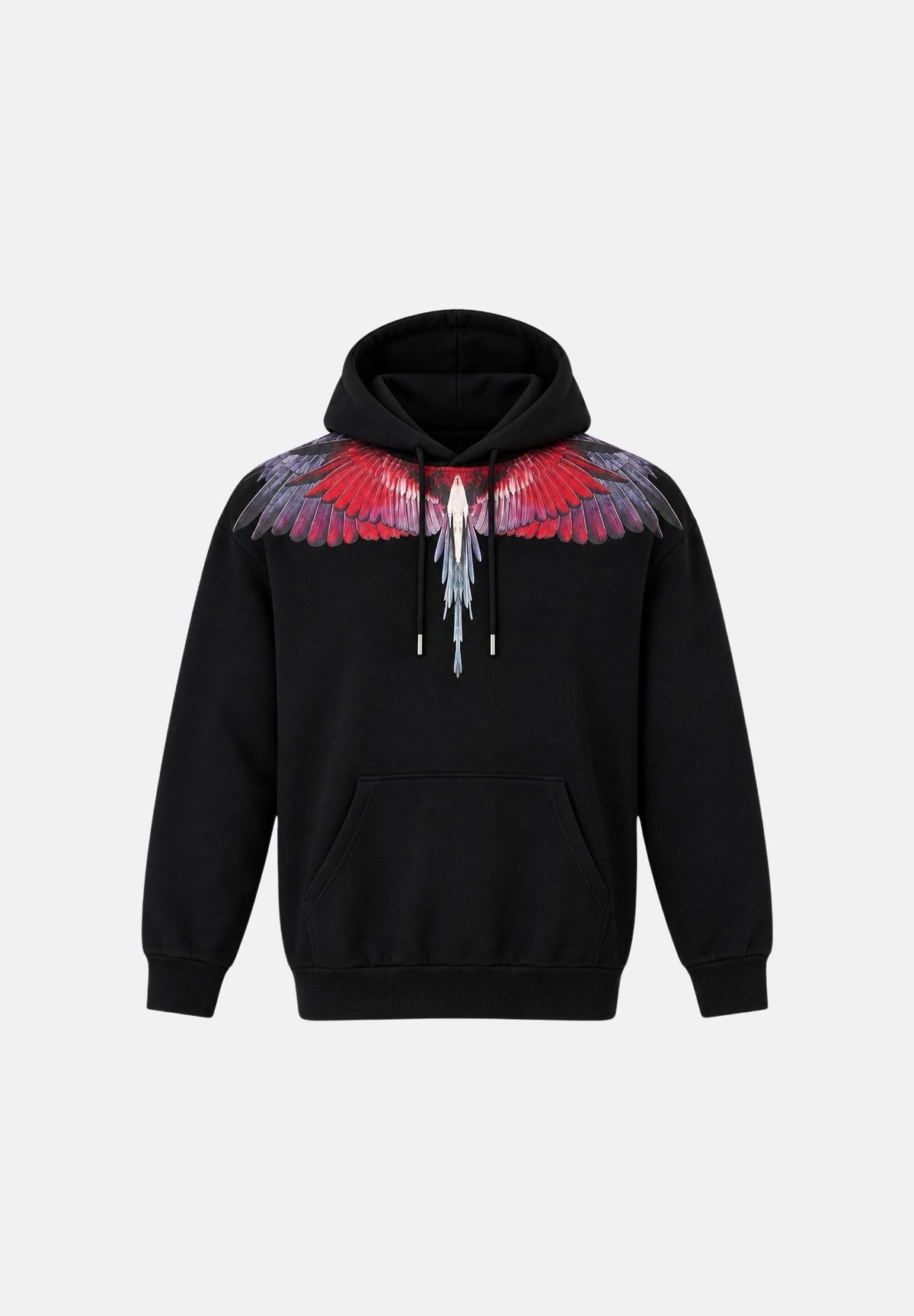 MARCELO BURLON COUNTY OF MILAN Felpa con cappuccio nera per uomo con stampa Wings multicolore sulle spalle. F6CMMAHS059 110 MARCELO BURLON COUNTY OF MILAN 