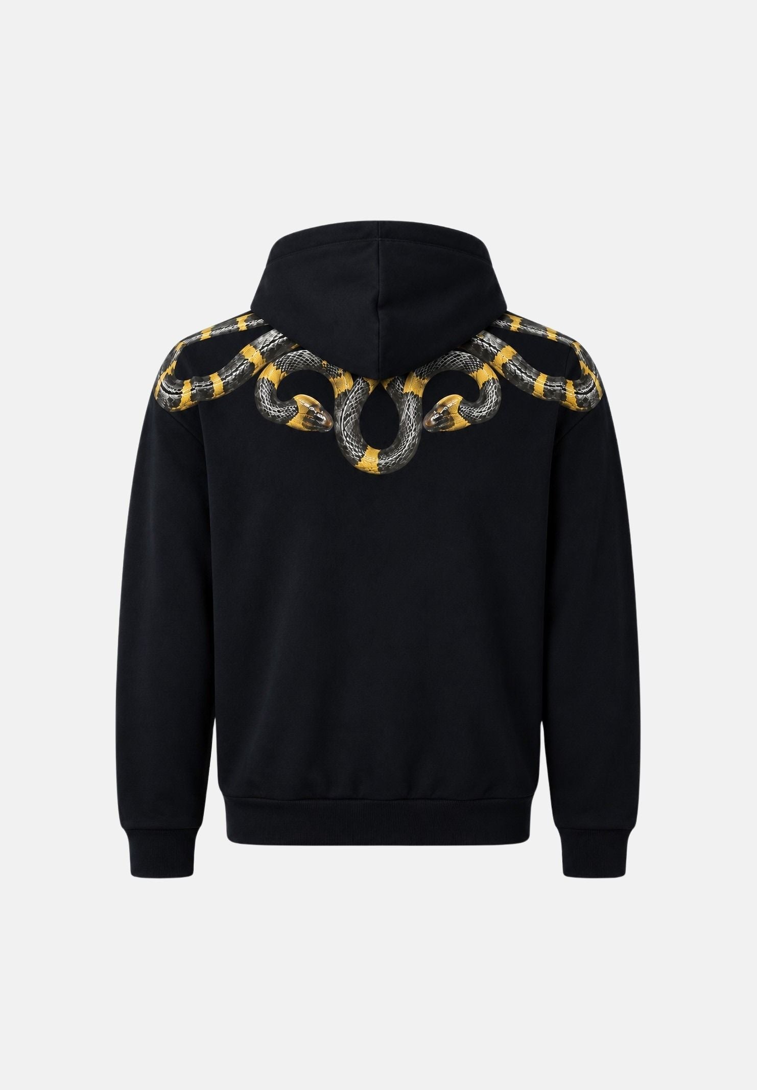 MARCELO BURLON COUNTY OF MILAN Felpa con cappuccio WINGS HOODIE nera per uomo con stampa grafica F6CMMAHS087 110 MARCELO BURLON COUNTY OF MILAN 
