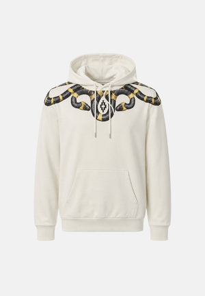 MARCELO BURLON COUNTY OF MILAN Felpa con cappuccio cocco-panna per uomo con grafica stampa ali F6CMMAHS087 412 MARCELO BURLON COUNTY OF MILAN 