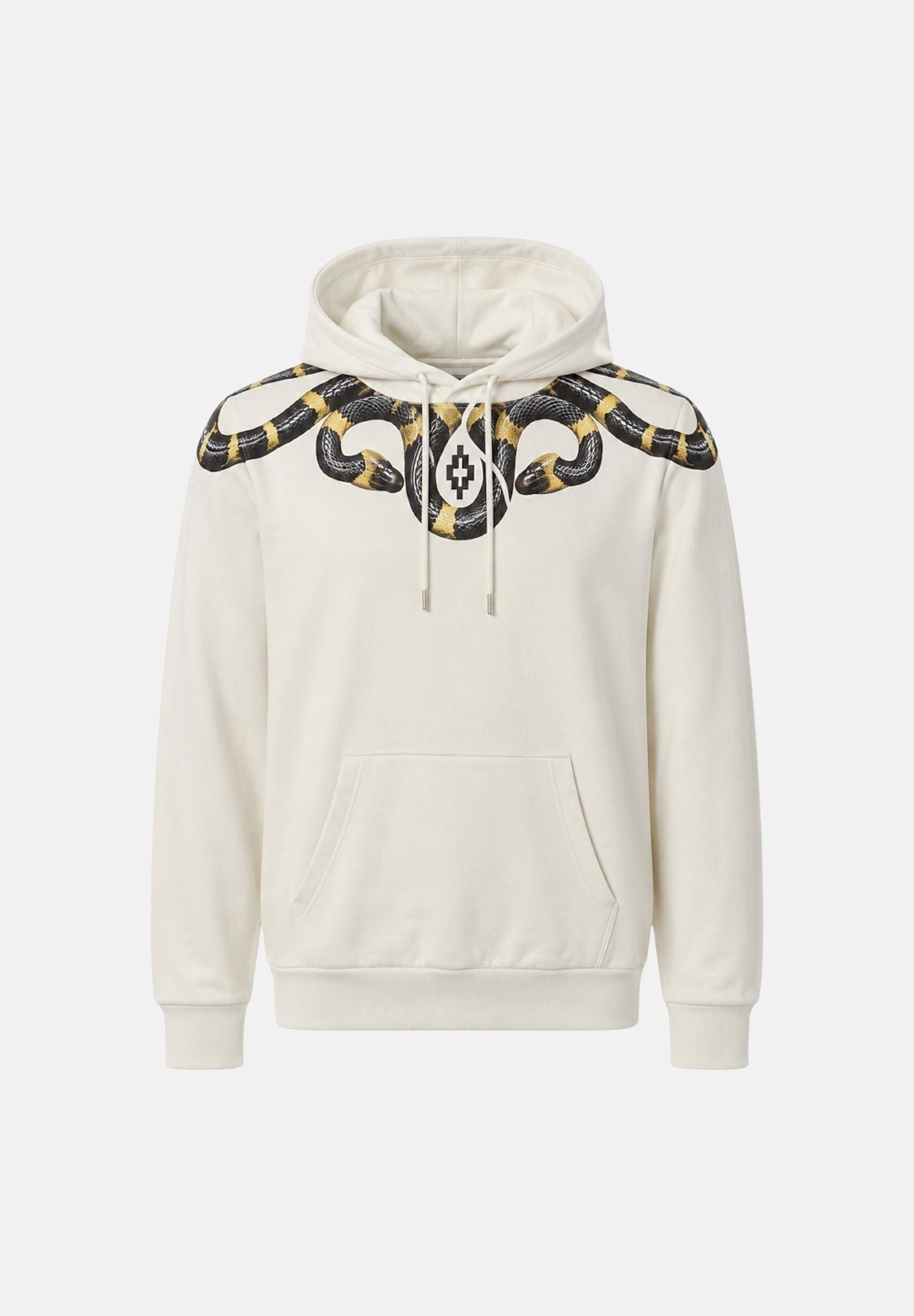 MARCELO BURLON COUNTY OF MILAN Felpa con cappuccio cocco-panna per uomo con grafica stampa ali F6CMMAHS087 412 MARCELO BURLON COUNTY OF MILAN 