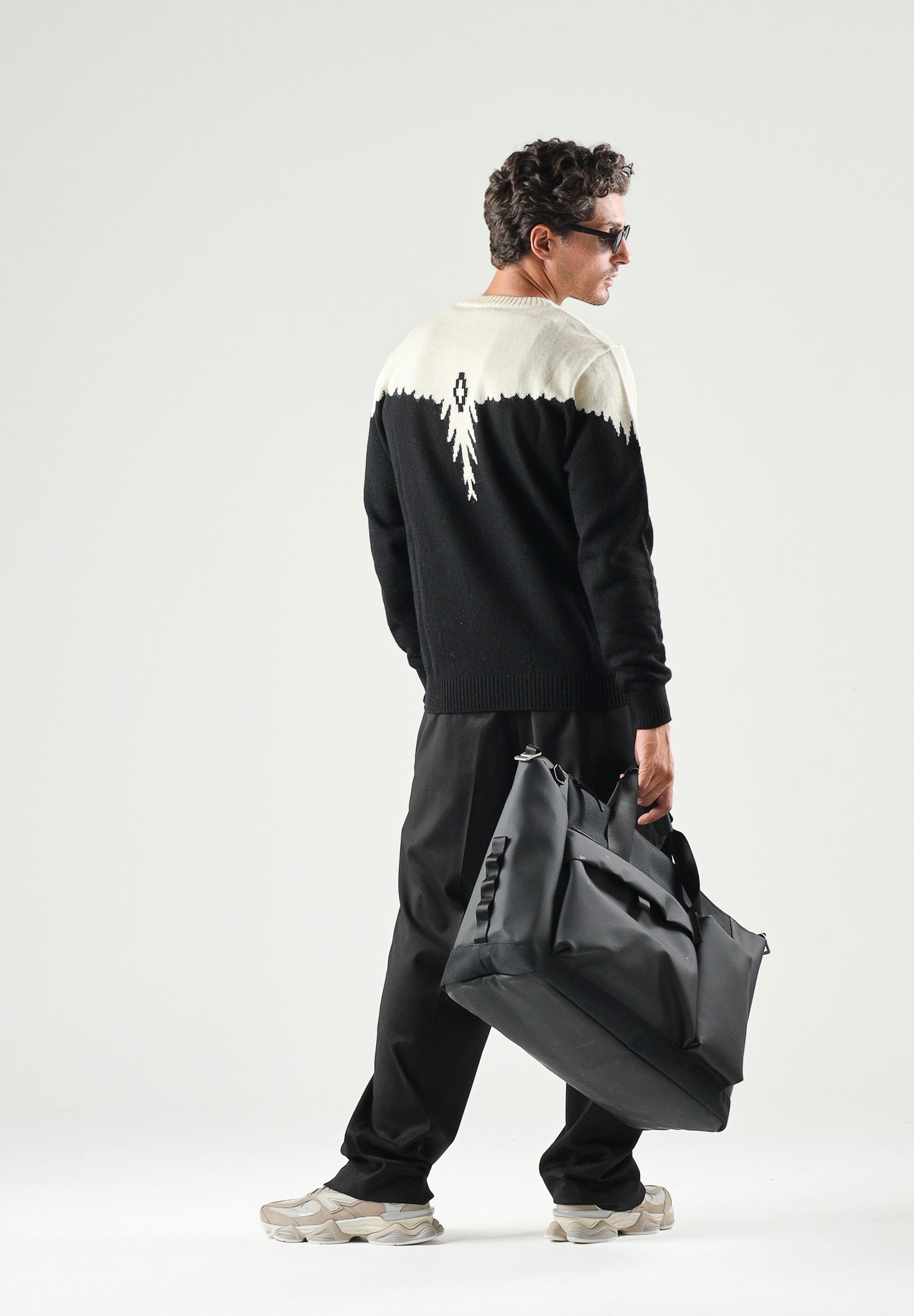 MARCELO BURLON COUNTY OF MILAN Maglia JUMPER nera-bianca da uomo F6CMMAJP024 110-91 MARCELO BURLON COUNTY OF MILAN 