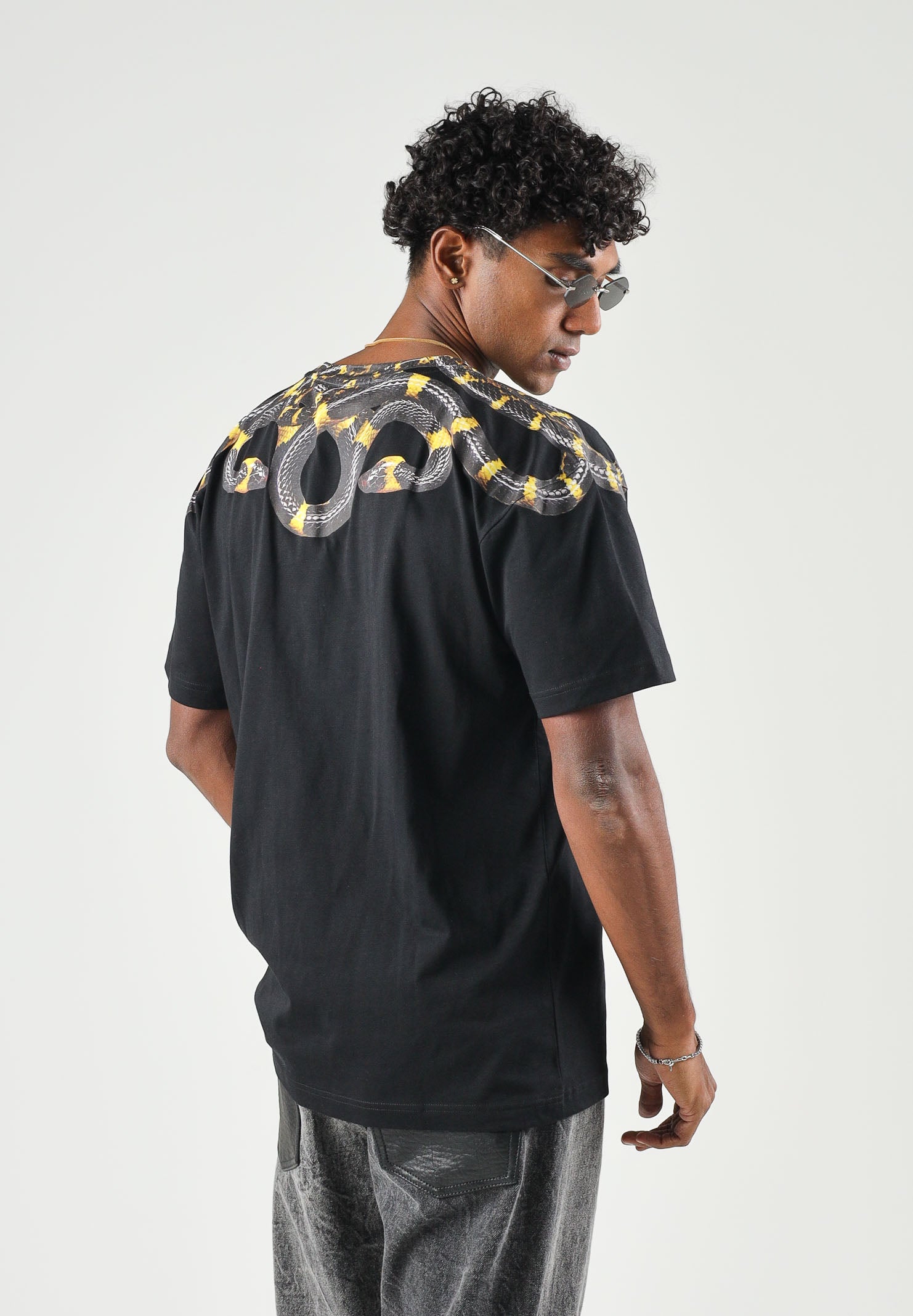 MARCELO BURLON COUNTY OF MILAN T-shirt manica corta SNAKE REAL nera da uomo F6CMMATH086 110 MARCELO BURLON COUNTY OF MILAN 