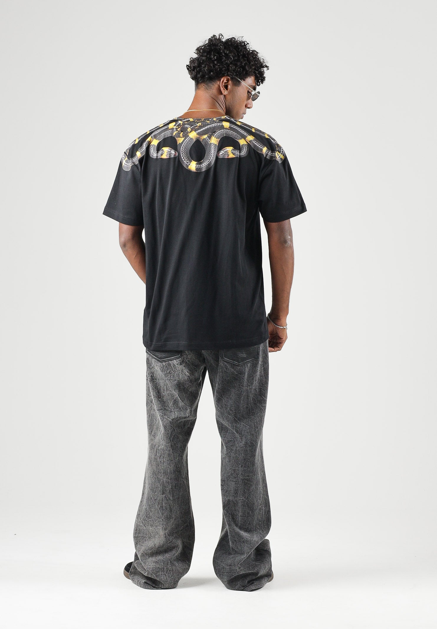 MARCELO BURLON COUNTY OF MILAN T-shirt manica corta SNAKE REAL nera da uomo F6CMMATH086 110 MARCELO BURLON COUNTY OF MILAN 