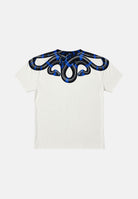 MARCELO BURLON T-shirt manica corta bianca per uomo con girocollo e iconica stampa grafica ad ali di serpente blu sulle spalle. F6CMMATH090 412 MARCELO BURLON COUNTY OF MILAN 
