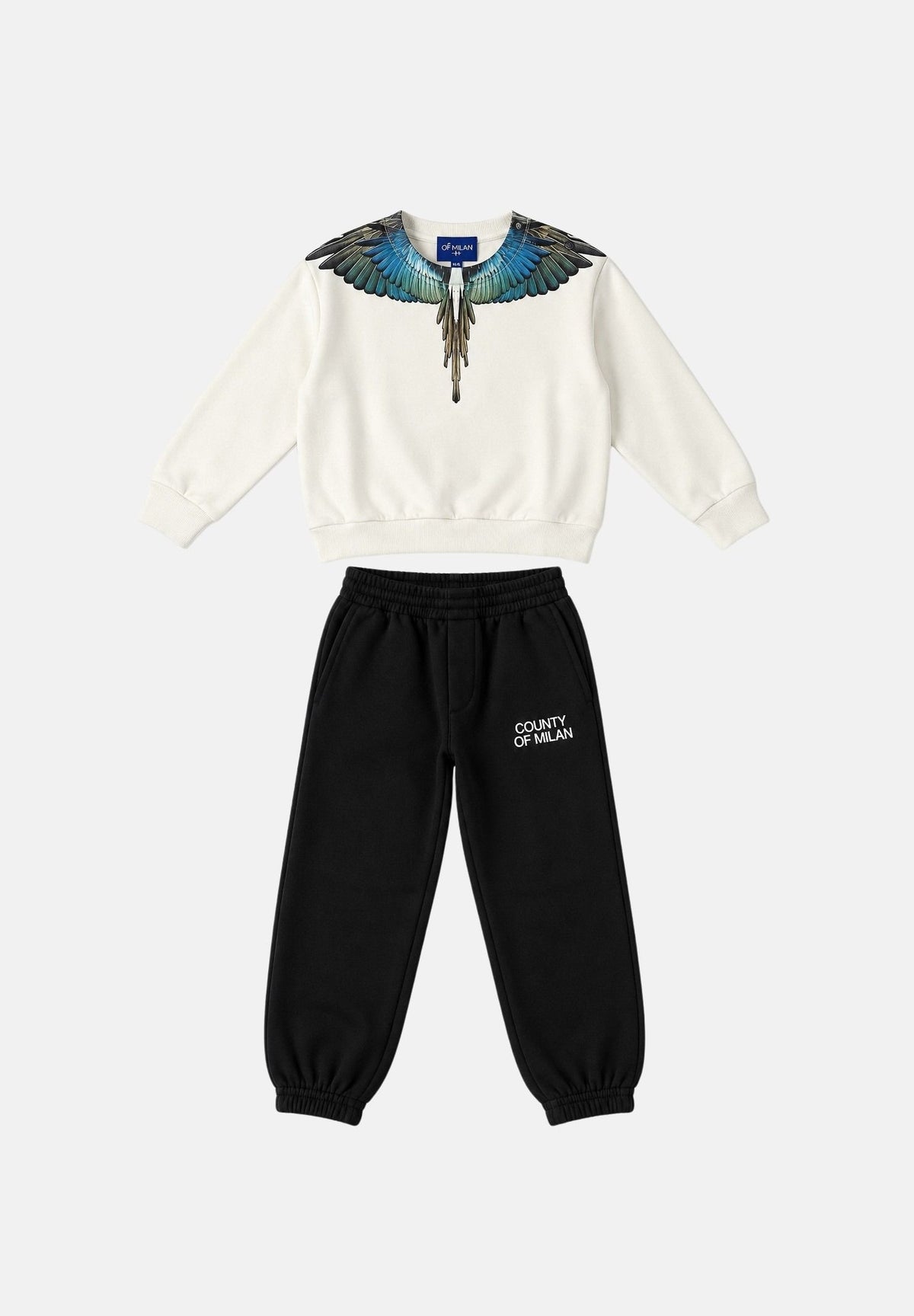 MARCELO BURLON COUNTY OF MILAN Tuta cocco per neonato composta da felpa  con stampa grafica Wings e pantaloni F6CMNBTP115 412 MARCELO BURLON COUNTY OF MILAN 