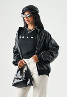 MARNI T-shirt a manica corta nera per donna, ragazzi e bambini con stampa logo M01601M00RF 0M900 MARNI 